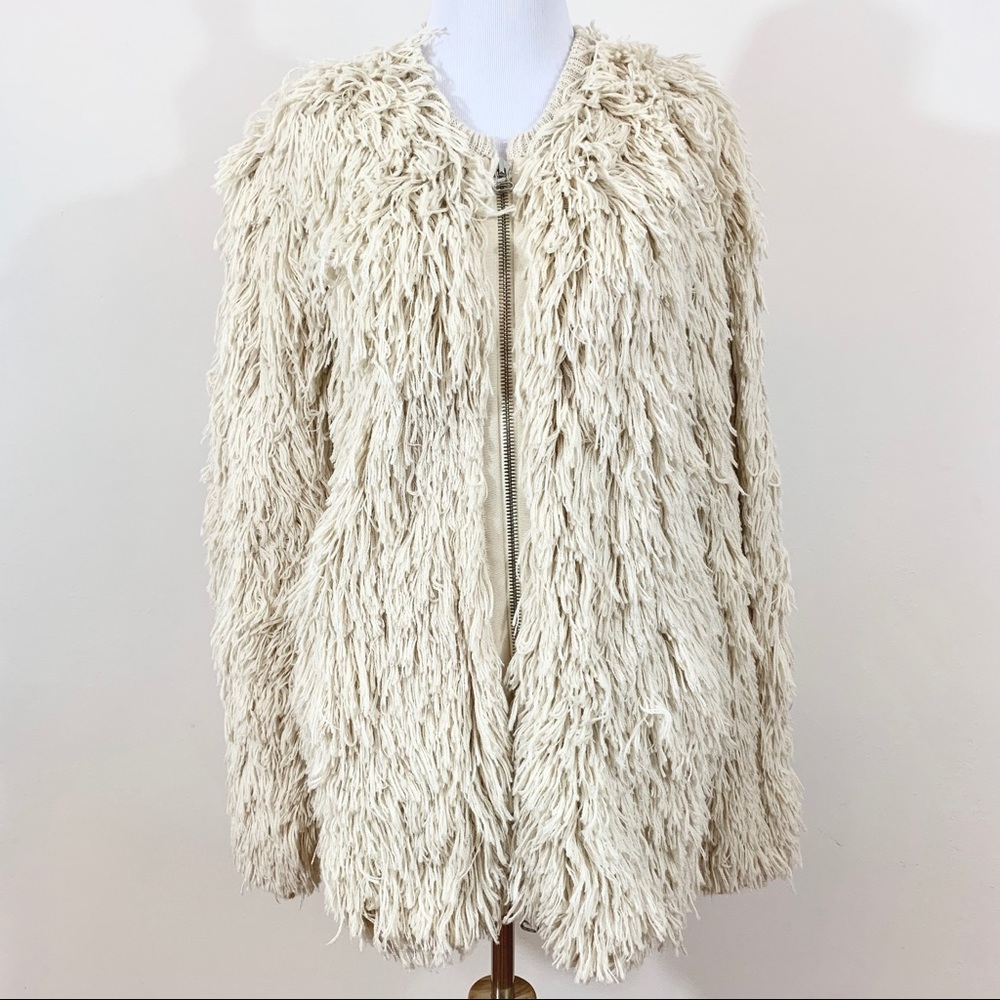 Phillip Lim 3.1 Creme 100% Alpaca Fringe Jacket